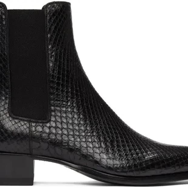 생로랑 파이썬 스네이크 스킨 첼시부츠