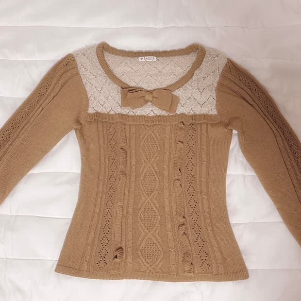 엑시즈팜 라떼갸루 리즈리사 대장 브라운 니트 입질연 히메갸루 일본빈티지