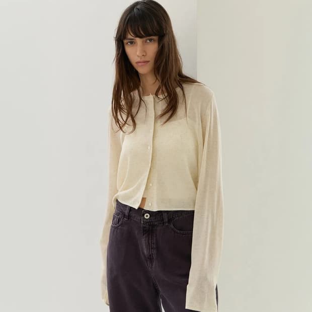 (새상품) 르바(LEVAR) Light Linen Cardigan 네추럴
