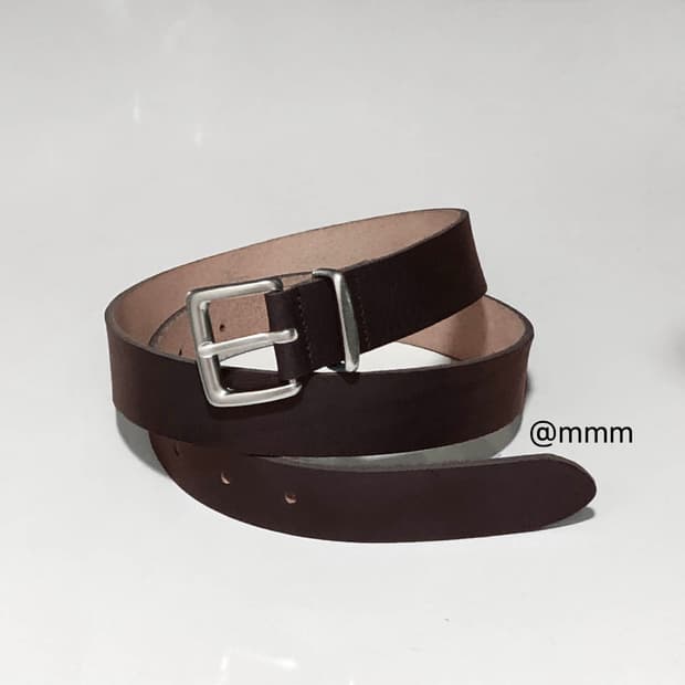 [Unisex] 실버링 가죽 벨트 브라운