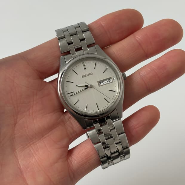 세이코 1990년대 실버 쿼츠 남성