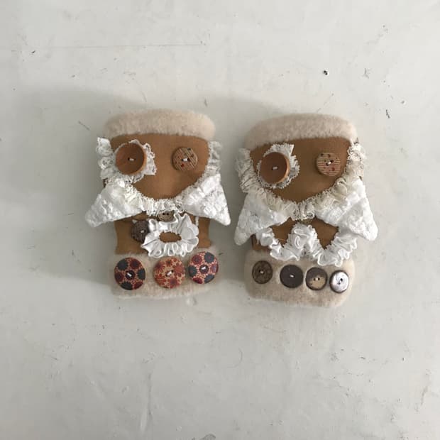 Custom🐾)shearling fur Cat-face glove