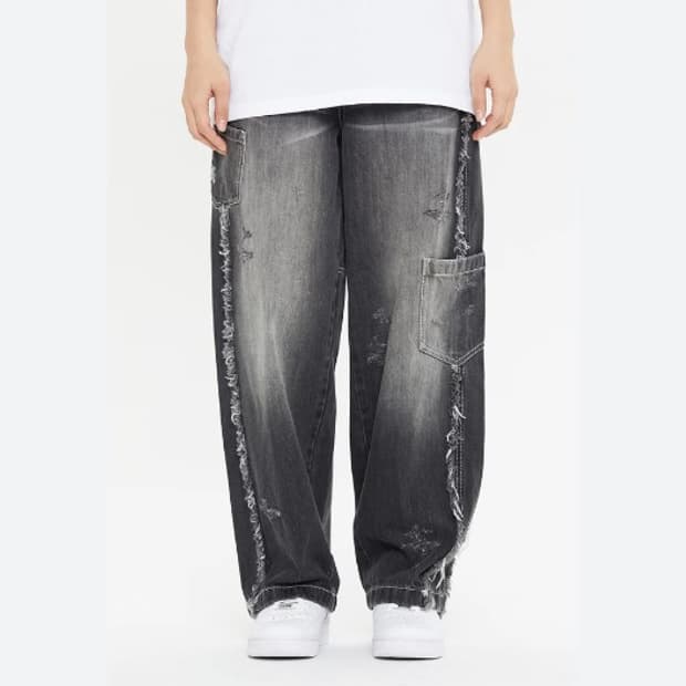 로맨틱크라운 데미지 멀티 포켓 데님 팬츠 M