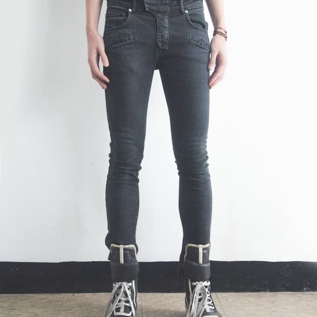 발망 클래식 슬림핏 바이커 블랙진