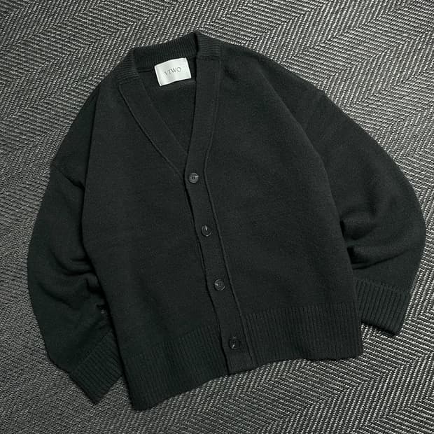 VTWO 미니멀 박시핏 울 가디건 챠콜y 5358