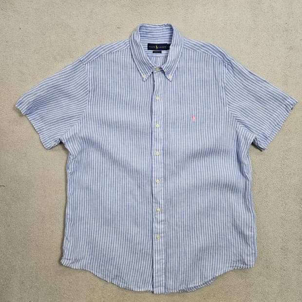 폴로 랄프 로렌 린넨 반팔 셔츠 L