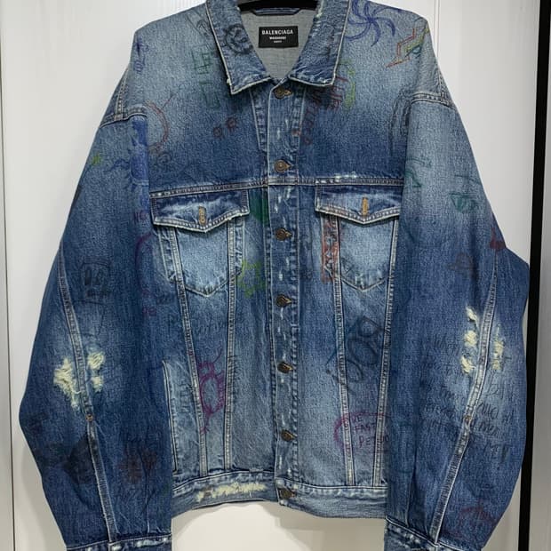 [2사이즈] 발렌시아가 그래피티 데님자켓 청자켓