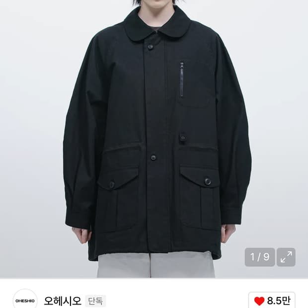 오헤시오 트렌치 점퍼 블랙