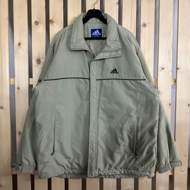 (L) 아디다스 90s 베이지 바람막이 패딩 자켓