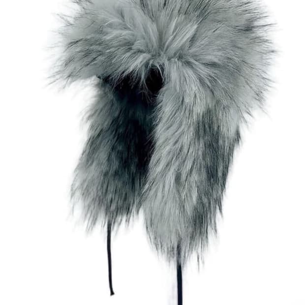 Gray Faux Fur Trapper Hat