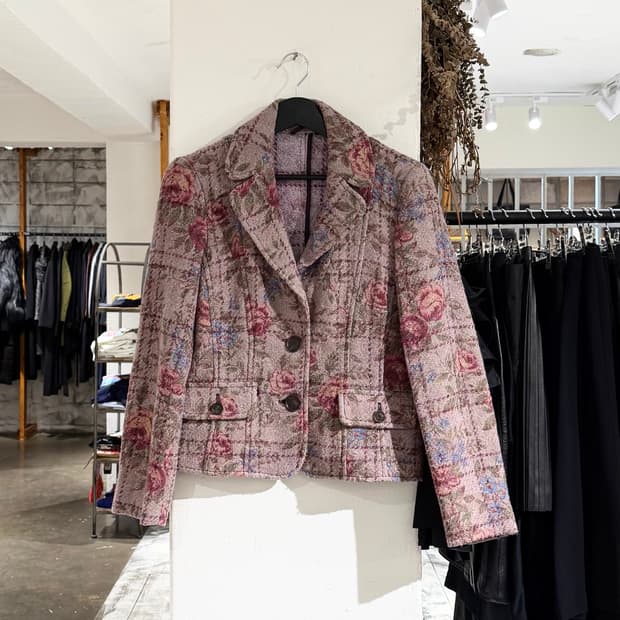 에트로 핑크 플라워 패턴 니트 울 자켓