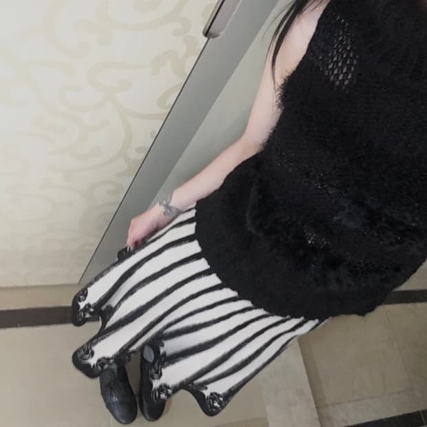 vintage rose jacquard knit skirt