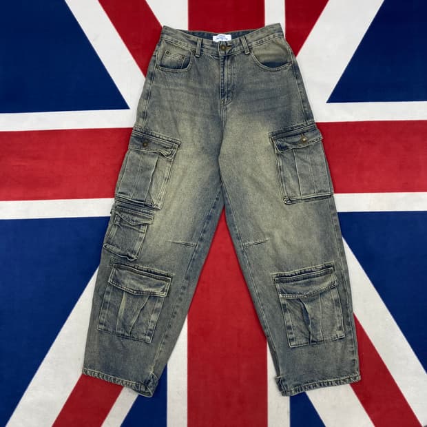 빈티지 데님 멀티카고팬츠 S 