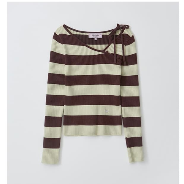 로라로라 CUT OUT RIBBON BOARDER KNIT BROWN