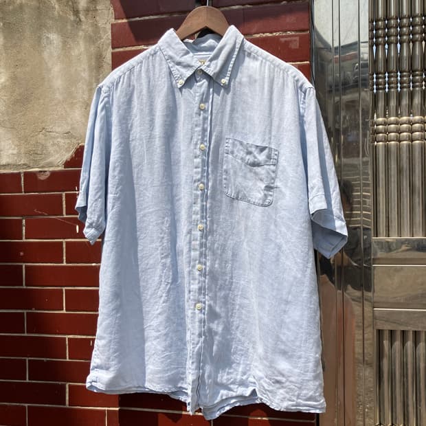 L.L.Bean 라이트 블루 옥스포드 반팔 셔츠 L