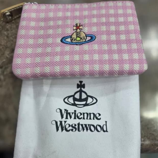 (미사용) 비비안웨스트우드 아카이브 야스민 핑크 체크 지갑 동전 카드