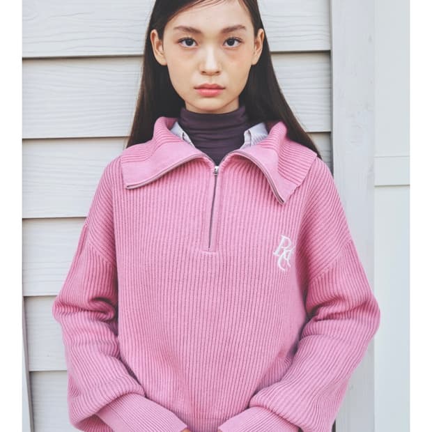 로씨로씨 RCC Knit Half Zipup- pink