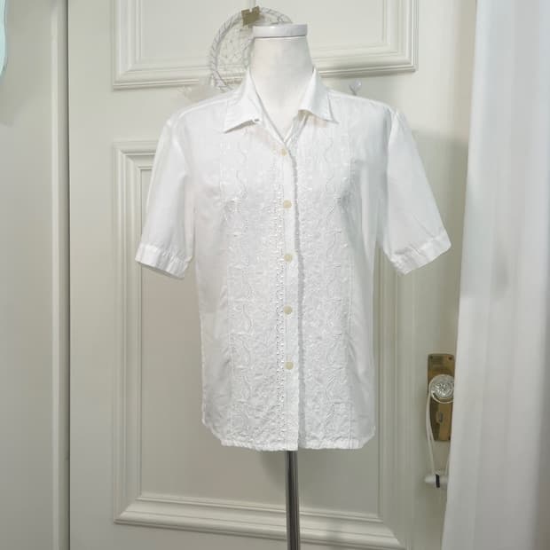 white lace embroidery cotton summer blou