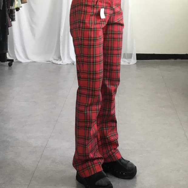 Check pattern cotton pants