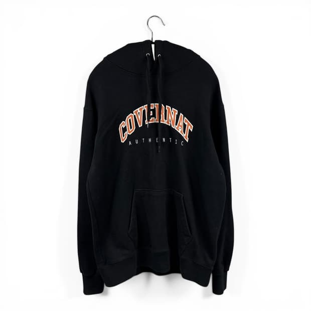 (M) 커버낫 어센틱 아치로고 후드 티 블랙