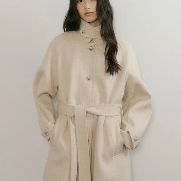 링서울 핸드메이드 울 트렌치 코트 옐로우베이지