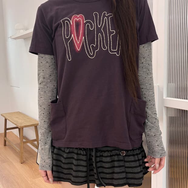 vintage purple two pocket half sleeve t