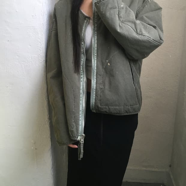 Birthdaysuit 벌스데이수트 논카라 카키 자켓