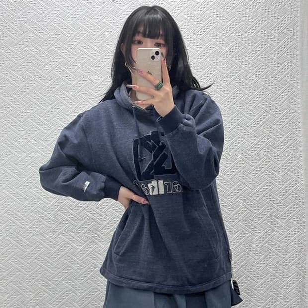 칼 카니 빈티지 캐주얼 스트릿 키치 부클로고 후드티M C11701