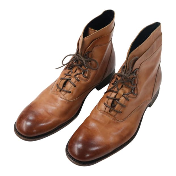 훕데두 빈티지 번니싱 레더 레이스업 부츠 (285)