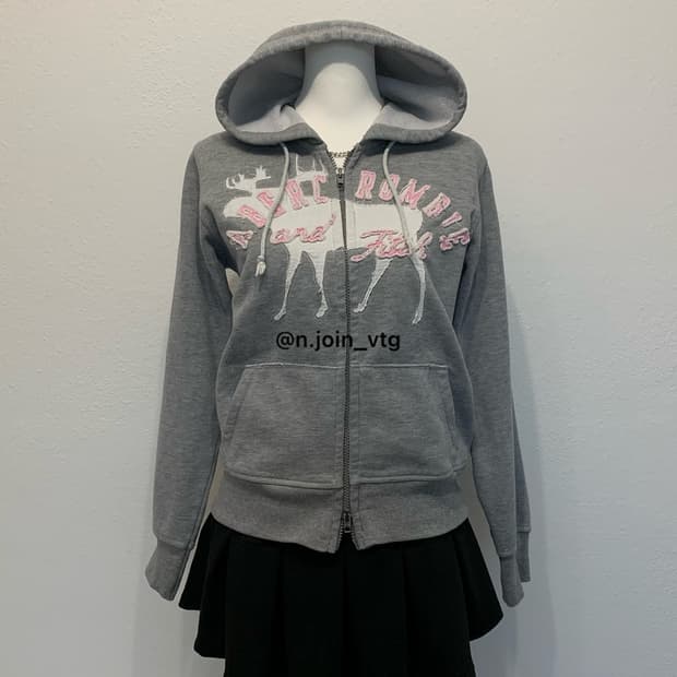 아베크롬비 그레이 핑크 후드집업