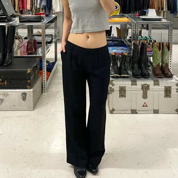 CALVIN KLEIN linen wide boots-cut slacks
