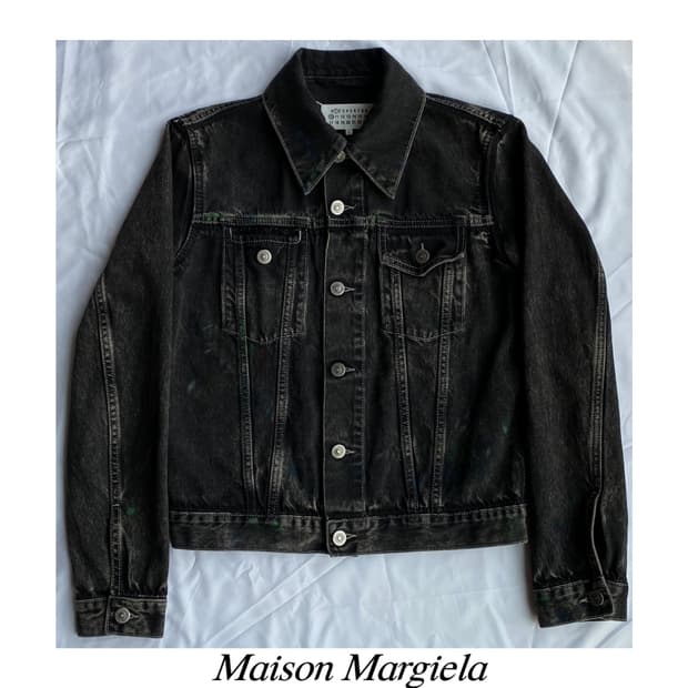 마르지엘라 백스티치 블랙 페이팅 워싱 데님 자켓 아카이브 청자켓