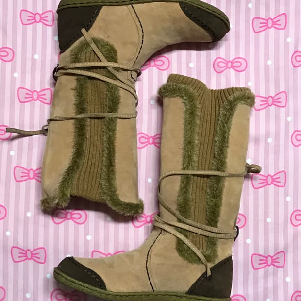 니트 스웨이드 롱부츠