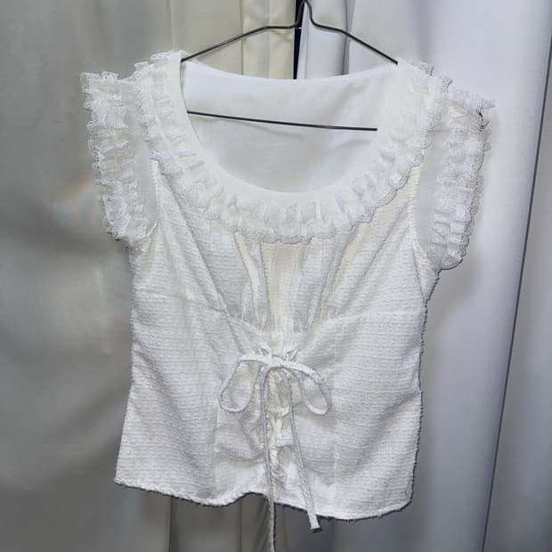 오네갸루 트위드 아일렛 블라우스 japan vintage
