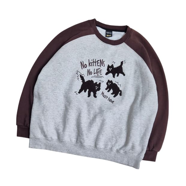 꼼파뇨 브라운 고양이 맨투맨