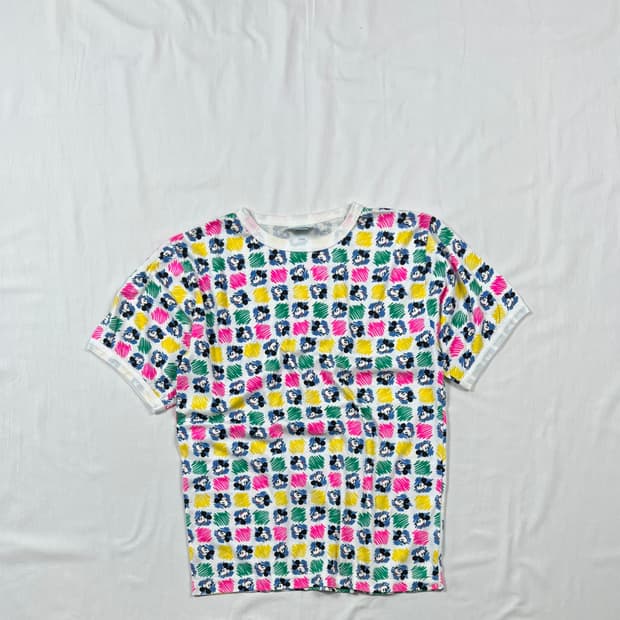 90’s 미키마우스 mickey mouse 카툰 올프린트 반팔티
