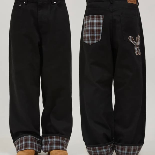 체크 코튼 팬츠