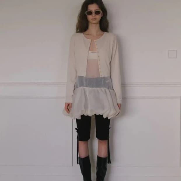 오버듀플레어 ORGANIC TERRY MINI CARDIGAN_OATME