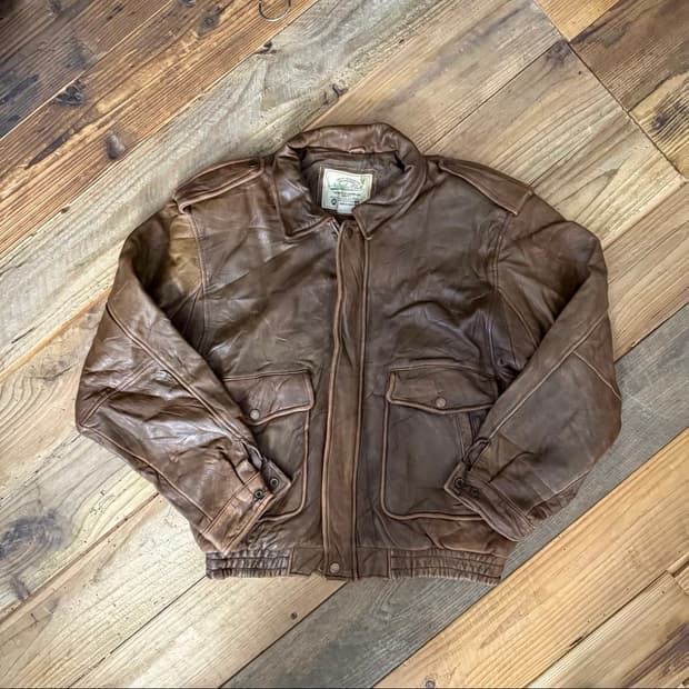 빈티지 A2 스타일 양가죽 플라이트 레더 자켓