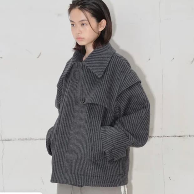 타입서비스 Layered Half Coat Charcoal
