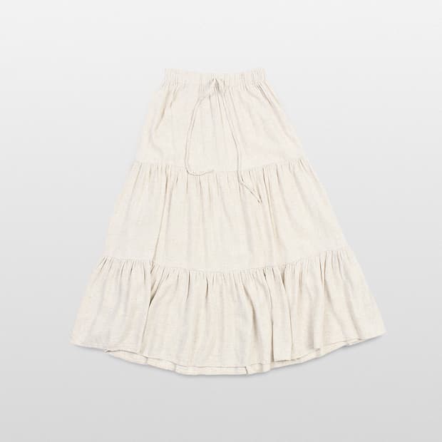 UNKNOWN Natural Tiered Shirring Long Ski