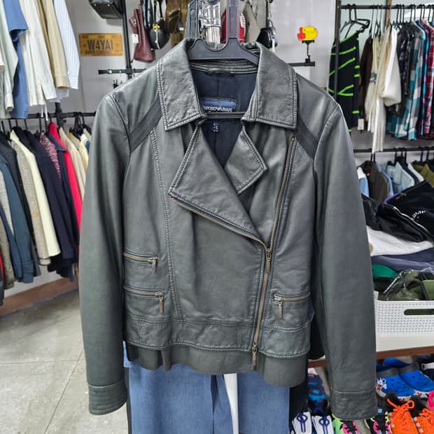 엠포리오 아르마니 블랙 가죽 라이더 자켓 (1237)