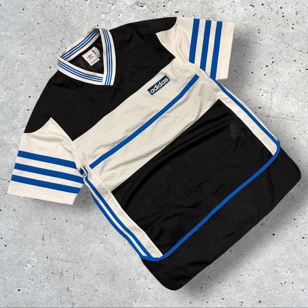 [XL] 아디다스 블랙/화이트/블루 메쉬 반팔티 B229
