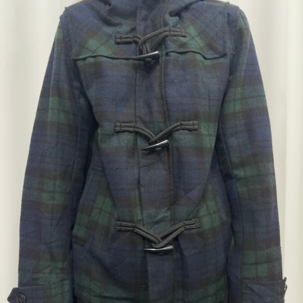 check duffle hood coat