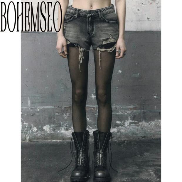 BOHEMSEO Grunge denim short pants