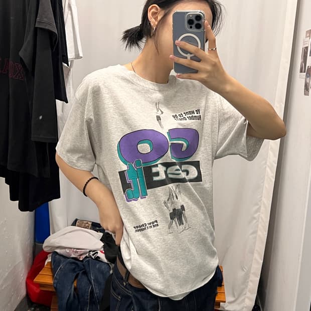 90s 싱글스티치 치어리더 프린팅 반팔 티셔츠