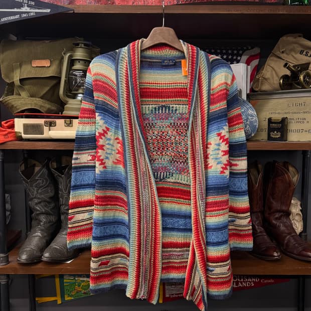 폴로 랄프로렌 신형 오픈 프론트 네이티브 패턴 니트 가디건 N48