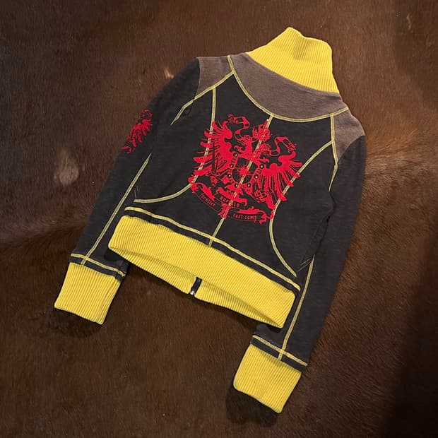 빈티지 하이넥 배색 자켓