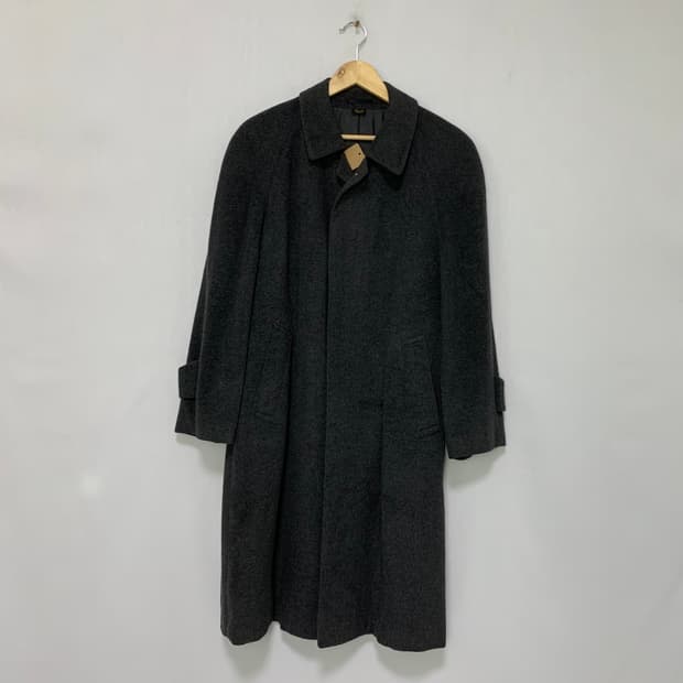빈티지 캐시미어 100% 차콜 그레이 롱 코트