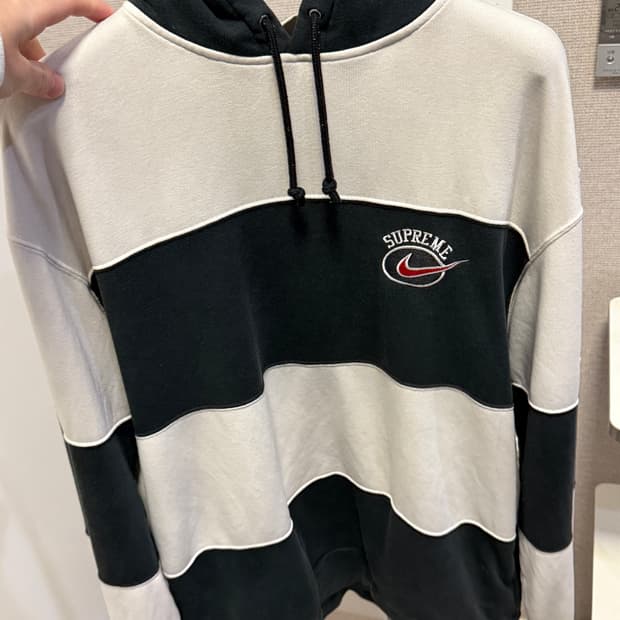19SS 슈프림 나이키 콜라보 스트라이프 후드티 M